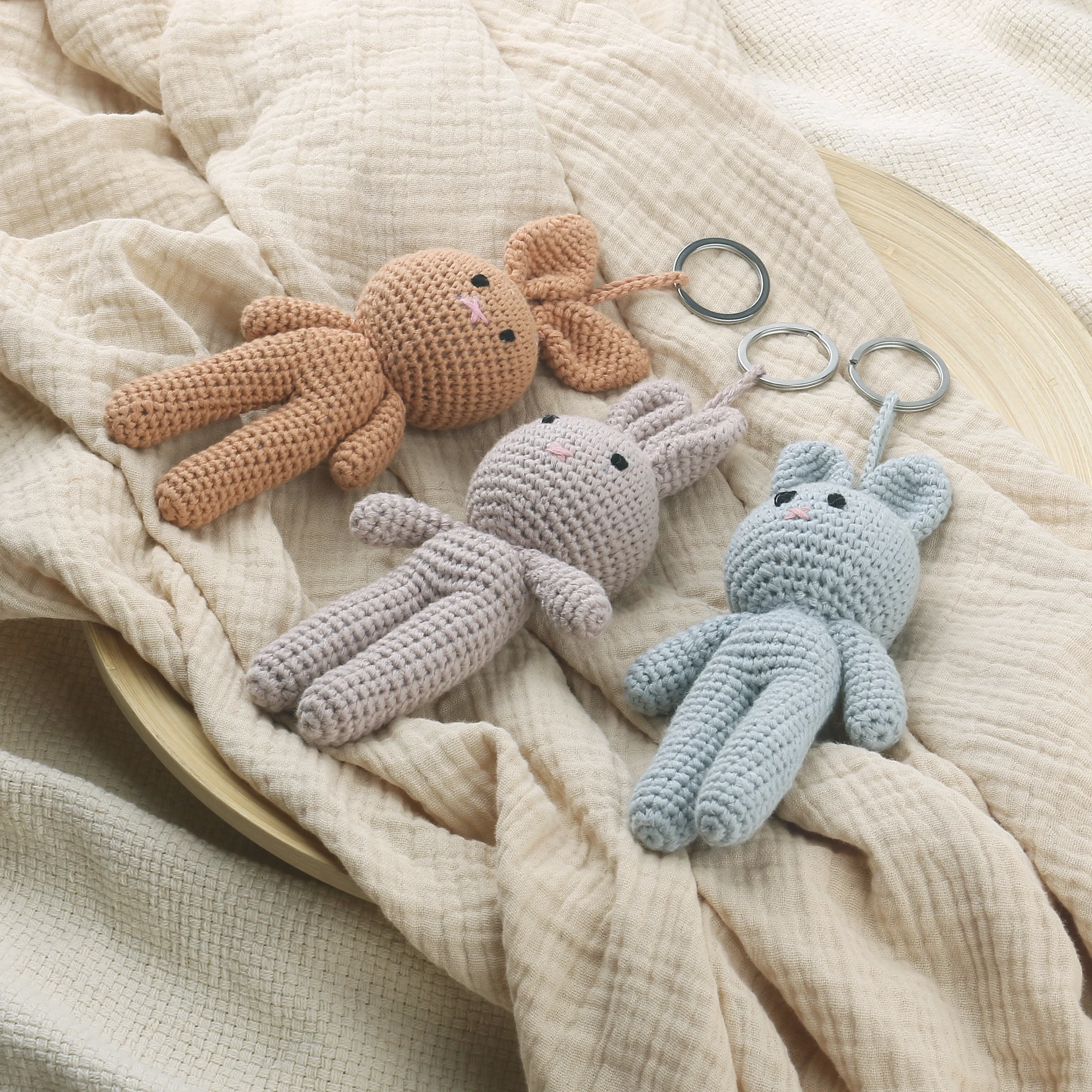 Handmade crochet Animal crochet key chain cotton crochet grinding teeth ring cute stick toy wholesale