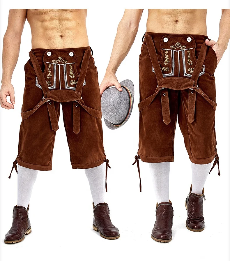 Beer Men Germany Oktoberfest Pants Traditional Bavarian Beer Man Lederhosen Shorts Halloween Party Cosplay Costume