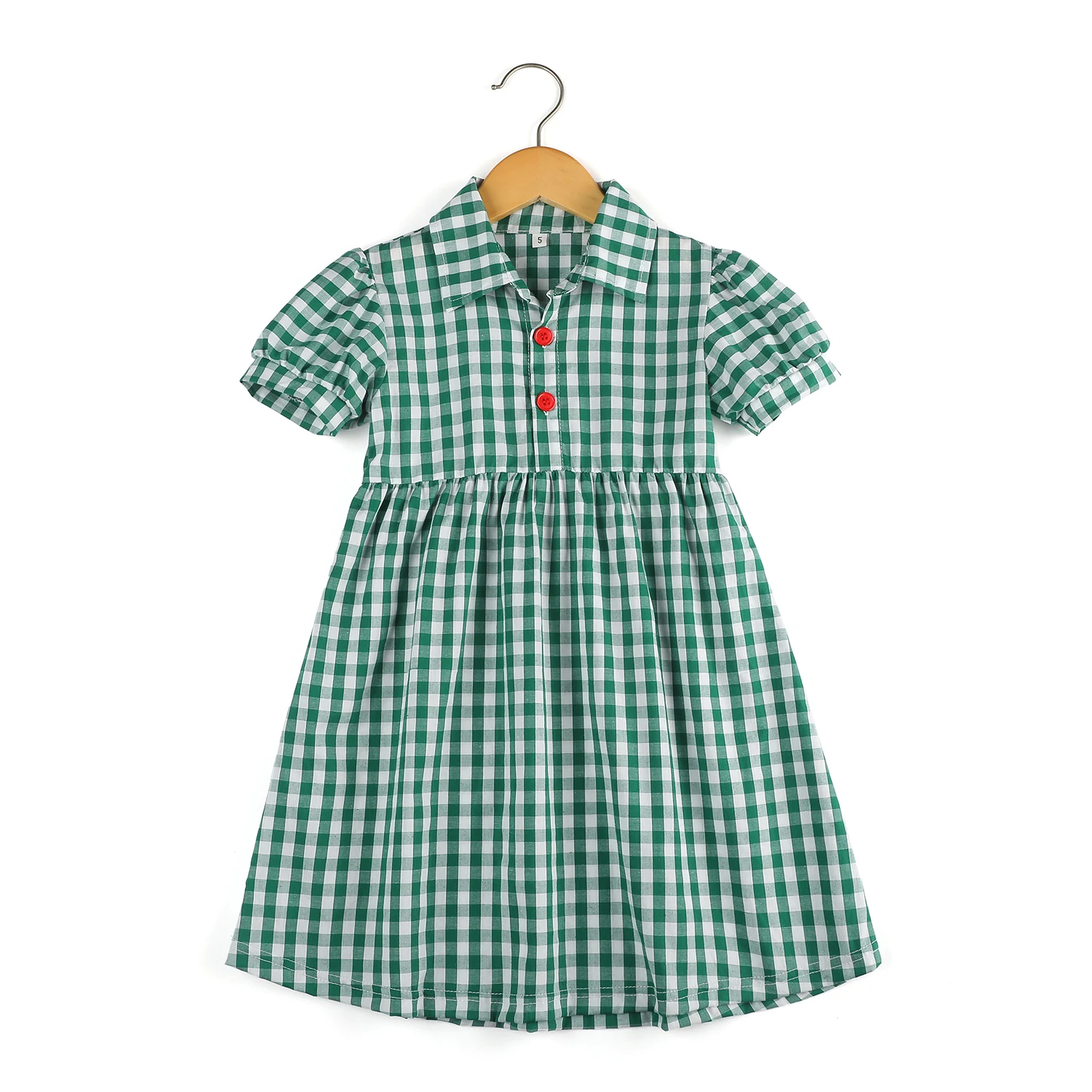 2022 boutique gingham cute kids children short sleeve 100% cotton little girls dresses