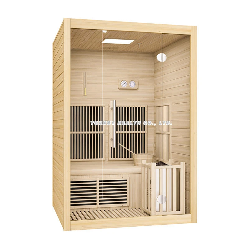 Large size factory Direct classic traditional Finnish solid wood sauna room Infrared heated indoor spa sauna room