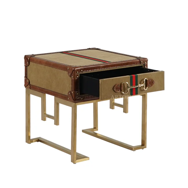 Gold base small living room side table