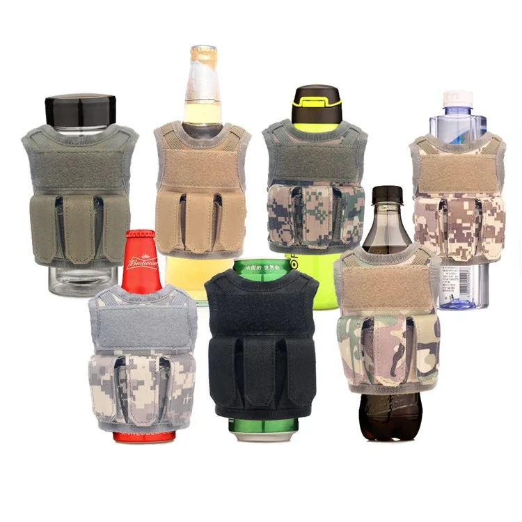 Tactical Beer Molle Pouch Mini Vest Adjustable Cooler Water Bottle Pouch