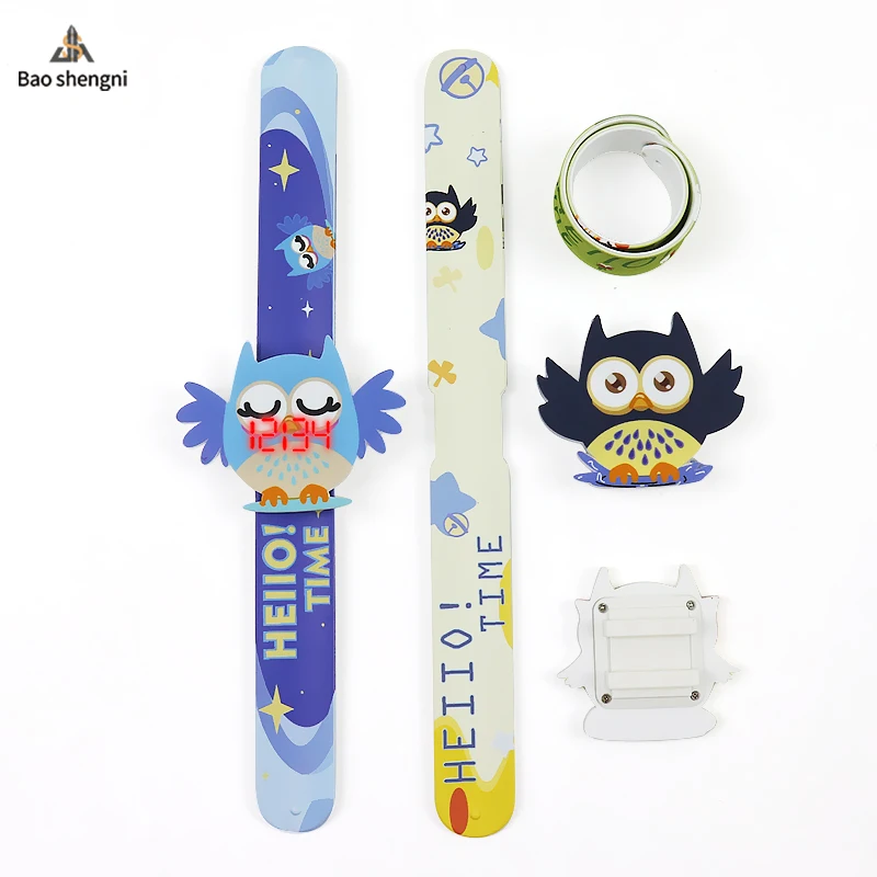 Cheap Silicone Waterproof LED Display Digital Cartoon Owl Flapping Watch Electronic Pat Student Watches