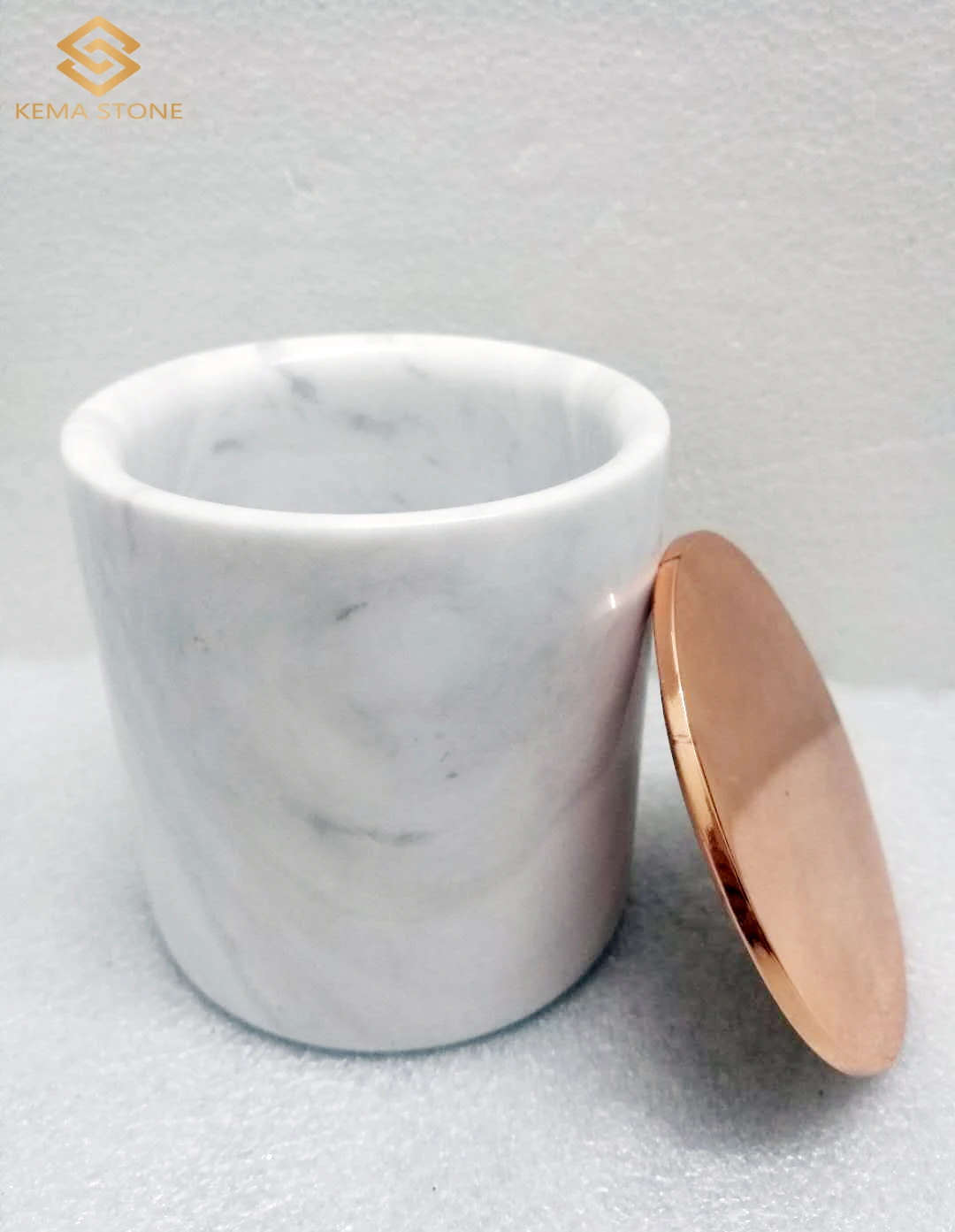 Natural Stone Carrara White Marble Candle Jars with
