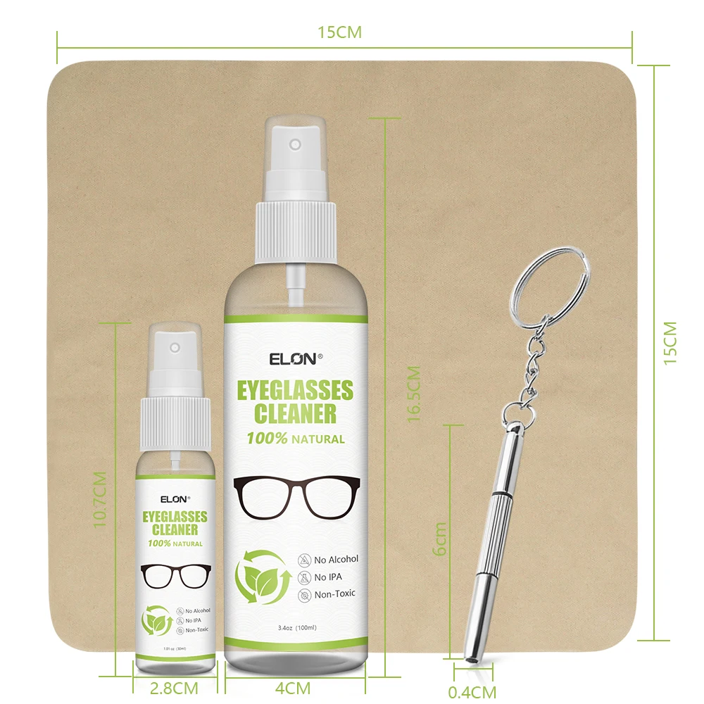 Natural eyes eyeglass cleaner lens cleaner solution eyeglass lens cleaner with Microfiber cloth and screwdriver