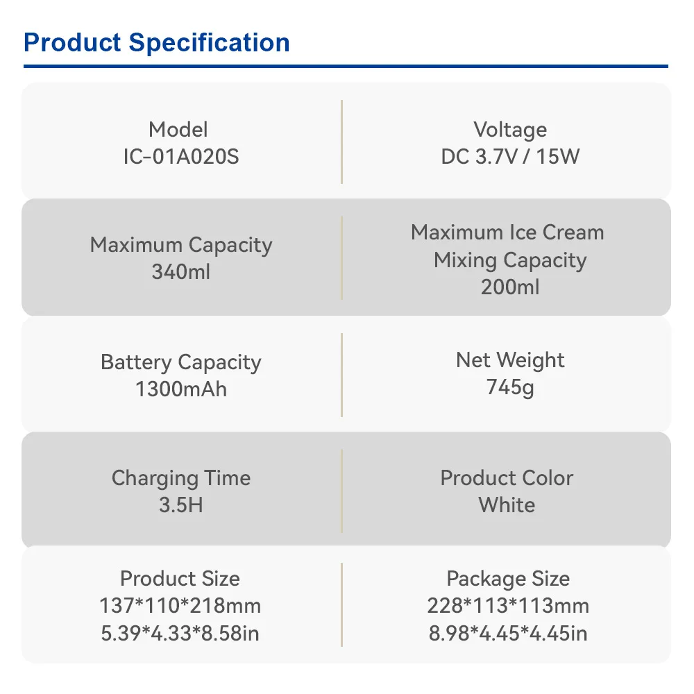 Exquisite Household Ice Cream Maker Machine Mini Rechargeable Milkshake Smoothie Gelato Maker Detachable Design Easy to Clean