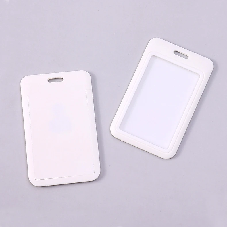 BSBH High Quality White Plastic Hard Card Sleeve Exquisite Business Gift Custom lanyard PVC Card Color Printed ID Card Holder