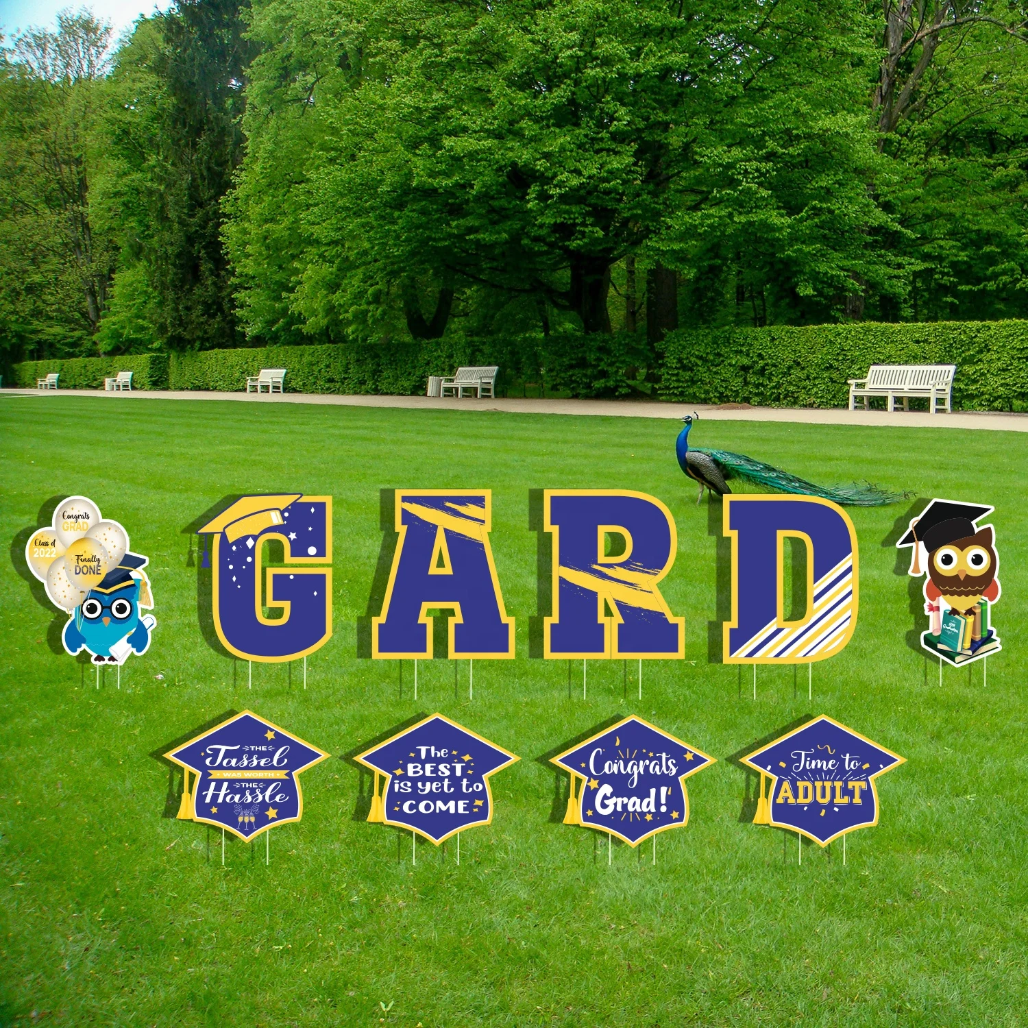 2022 Campus Graduation Ceremony Lawn Congratulations Slogan Sign Garden Decoration Sign, Corrugated Board Insert