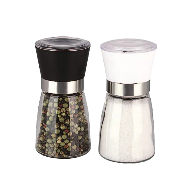 Kitchen Manual ceramic pepper grinder and salt mills with grinder glass jar 160ml (1600320177054)