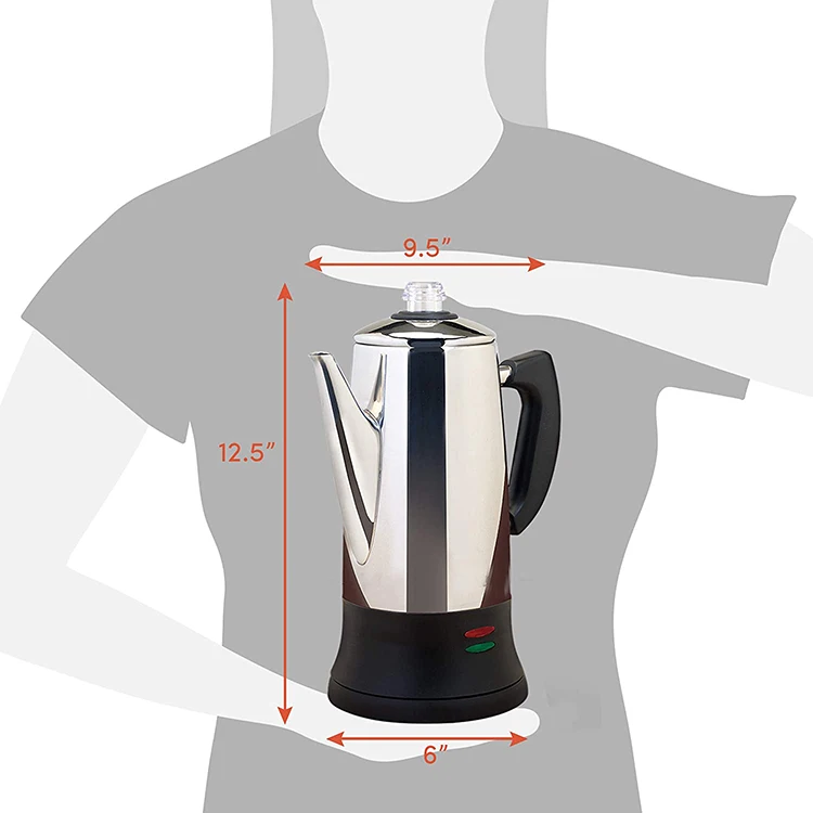 Cookmate лидер продаж все 12 чашек Электрический Перколятор Кофеварка из нержавеющей стали быстрого приготовления винтажный Нолик 110 В/220 В