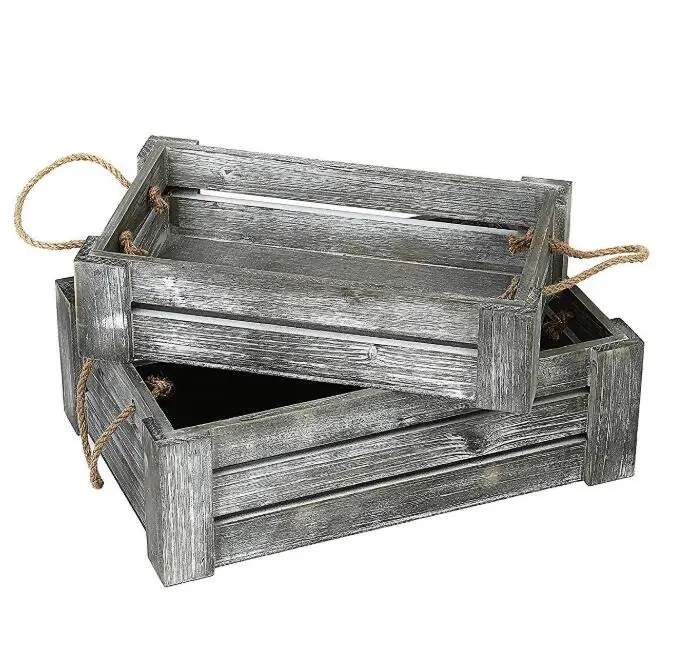 Wholesale Vintage Farmhouse Decor Handmade Rustic Cheap Wooden Storage Vegetable Fruit Crates For Sale