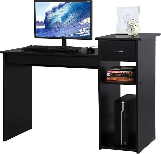 new model modern luxury mdf simple white work station home furniture standing computer table office desk set with bookshelf