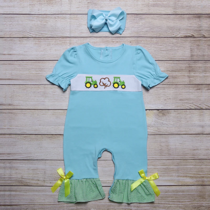 RTS wholesale kit cotton Halloween  girl  bubble romper  fall  Colorful bubble  train  embroidery  boutique