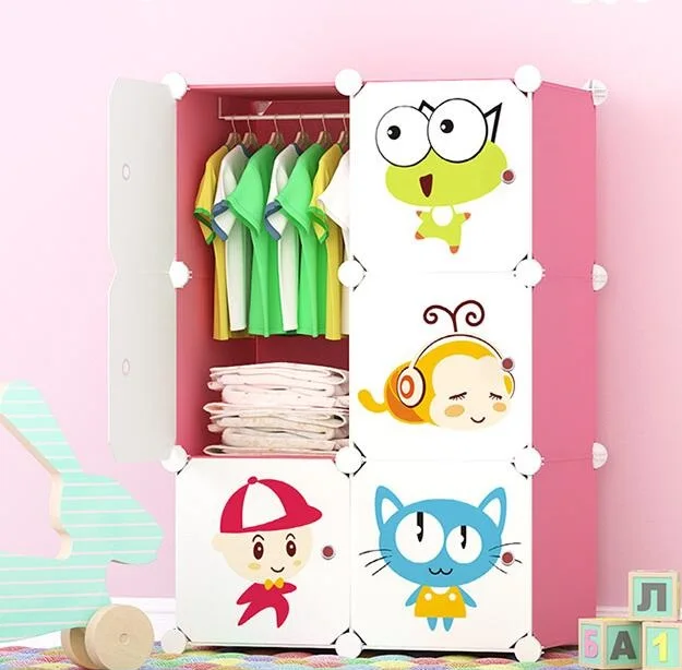 Diy Folding Cupboard Easy Clean Assemble Small Girl Baby Cabinet Clothing Wardrobe