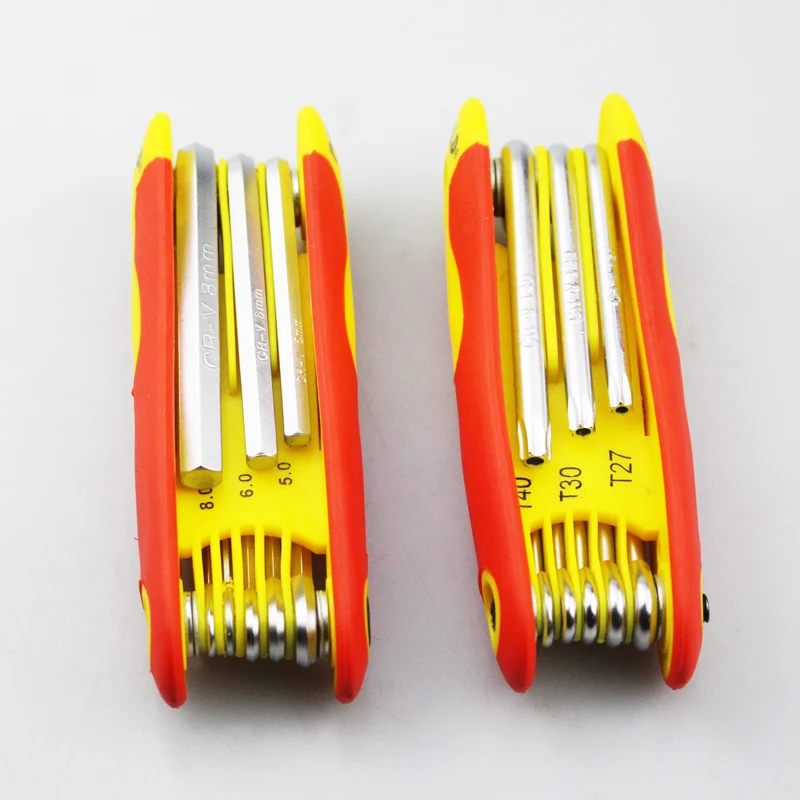 8PCS Mini crv metric allen wrench set hex torx ball star key dissmantle tool sets folding Allen key