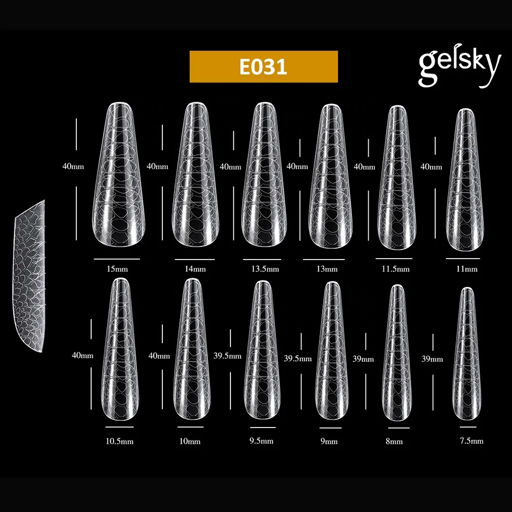 Gelsky 120 Pcs Coffin Dual Form Nail Extension Reusable Manicure Tools Nail Tips 3D Snake Effect Dual Form