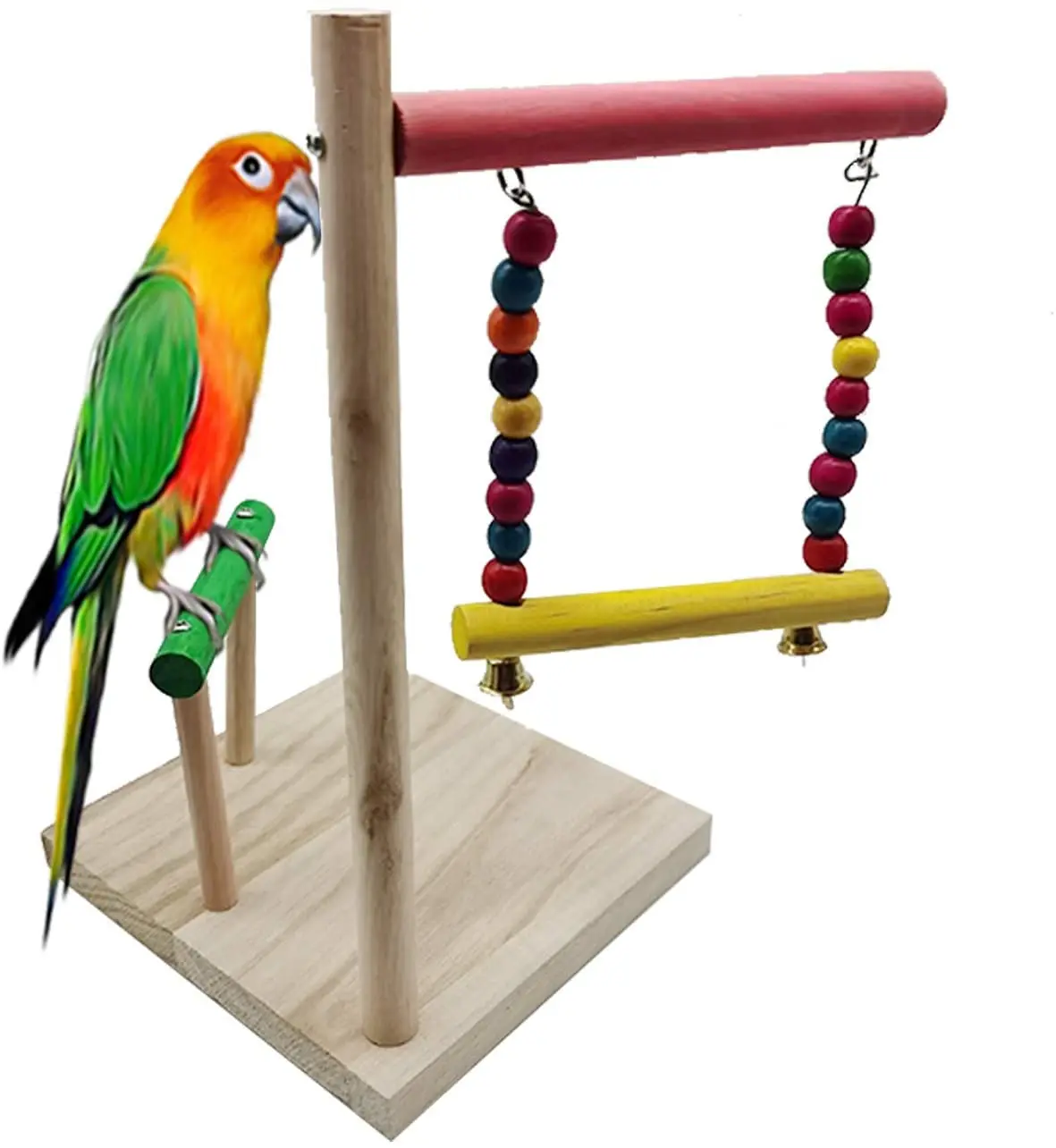 Wooden Small Bird Parrot Perch For Canary Stand Gym Playground Dummy Training Cage With Cockatiel Lovebird Chew Toy