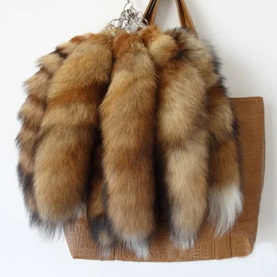 Fairy tail keychain Real fox fur keychain pendant long fox fur tails