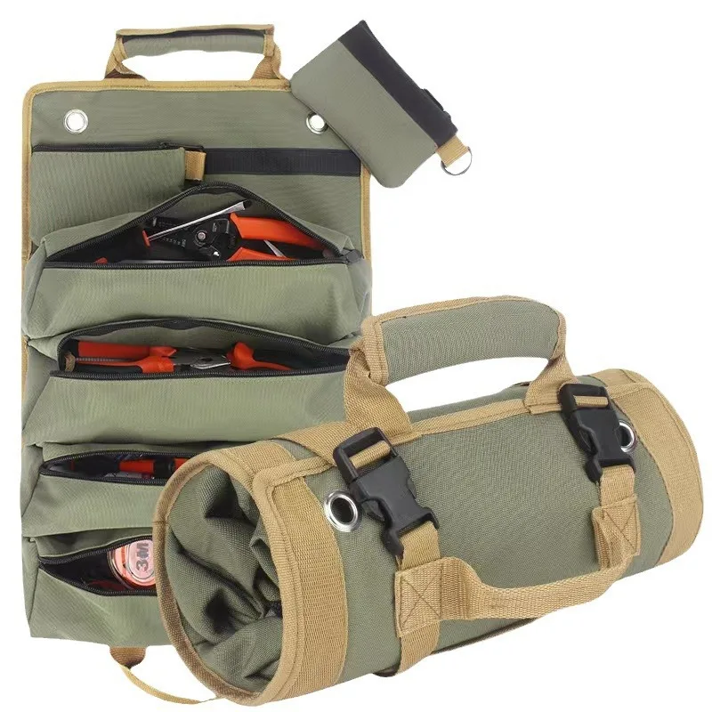 Hardware Small Tool Bags for Men Heavy Duty Roll up Bag Organizer Mechanic Electrician Hobbyist Repair Canvas