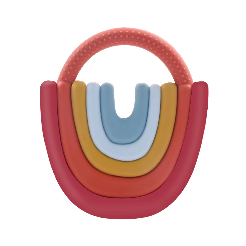 Игрушечный Прорезыватель зубов мягкие игрушки для прорезывания успокаивающие Детские радужные Силиконовые Прорезыватели