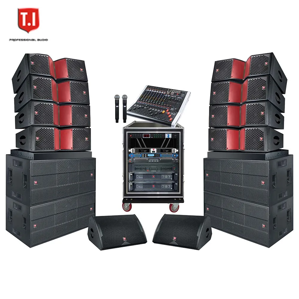 Hot Sale Outdoor Stage Sound System Dual 12 Inch Passive Waterproof Mini Line Array Speakers T.I Pro Audio