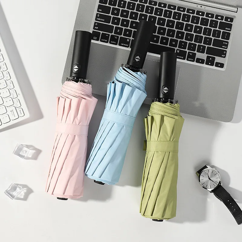 Qitu Fully Automatic Folding Umbrella Men and Women Large Double Shade Anti-UV Custom Advertisement
