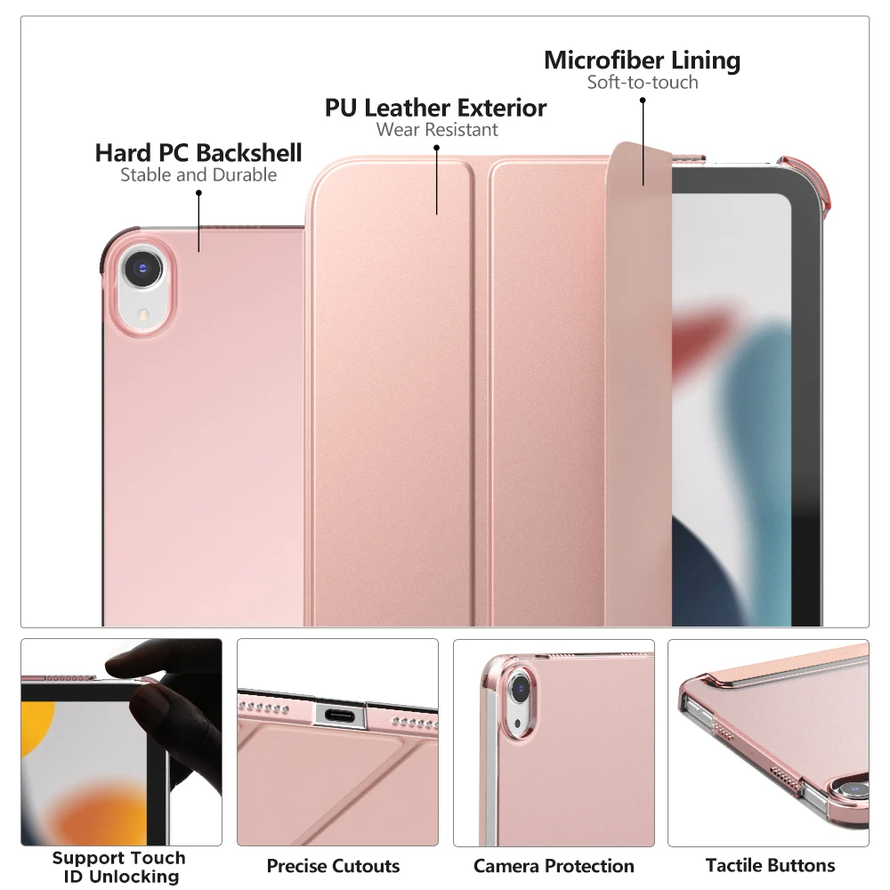 MoKo Slim Lightweight Hard Clear Back Shell Stand Cover Case Fit New iPad Mini 6 2021 (6th Generation, 8.3-inch)