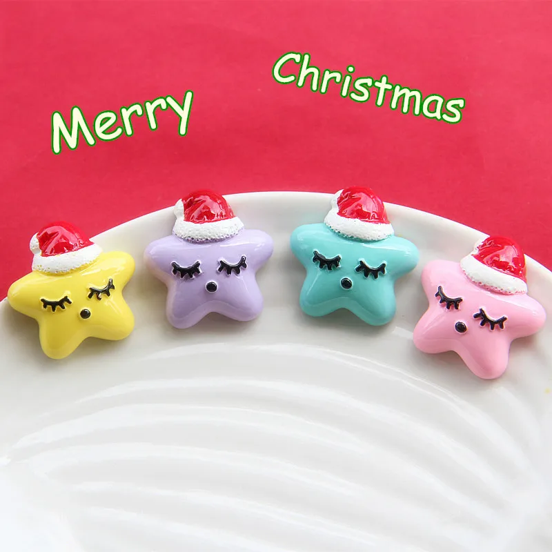 Christmas Accessories New Style Cartoon Flat Back Resin Charms Sleepy Stars Cabochons DIY Phone Case Materials