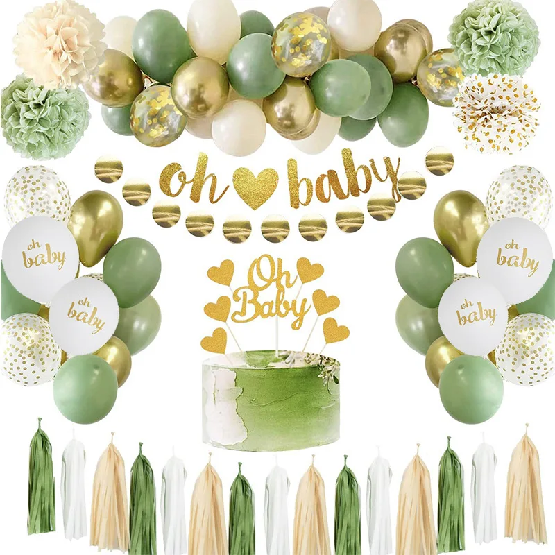 Retro Color Vintage Cocoa Olive Green Party Baby Shower Balloon Bouquet Kit Latex Matte Balloons Garland Arch Kit