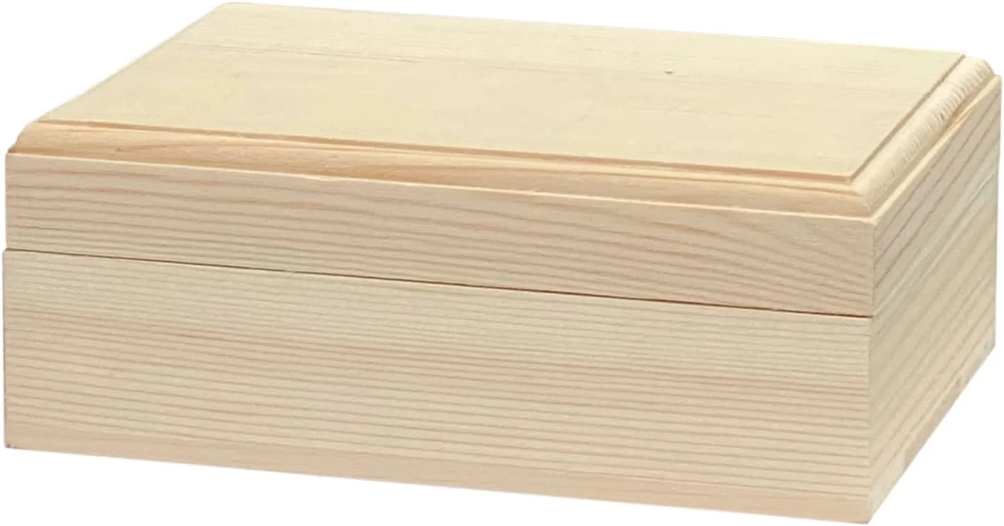Unfinished Wooden Boxes with Hinged Lid Wood Bulk Box