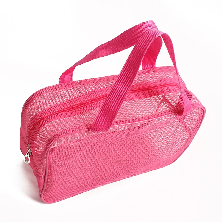 Cosmetic Organizer Bag Mesh Beach Tote Bag for Swim Pool Shower Caddy with Handles