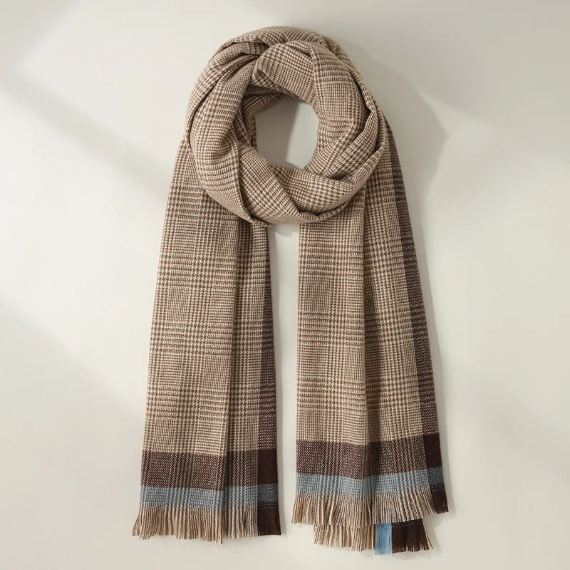 Designer Warm Soft Pashmina Neck Scarves Shawl Blanket Plaid Tassel Cashmere Winter Scarf for Men