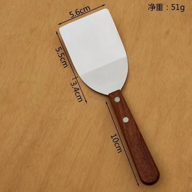 F2551Stainless steel cake scoop Solid wood handle scalding shovel Cookie scoop Eel scoop