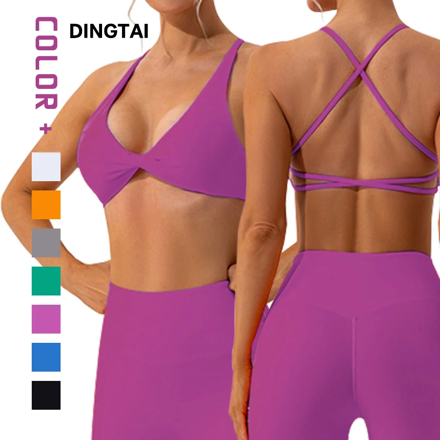 Women Sexy Sports Bras Workout Backless Strappy Cross Top Low Support Gym Fitness Yoga Crop Top