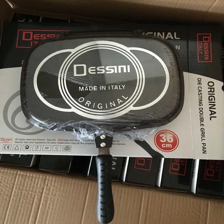 DESSINI aluminum die-cast double-sided grill pan Non-stick frying pan Square colorful breakfast roast steak pan