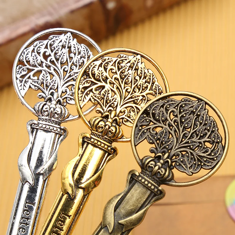 Винтажные офисные принадлежности, бумажный картонный нож-конверт, Европейский ретро Бронзовый нож с пользовательским логотипом, металлический нож для открывания букв