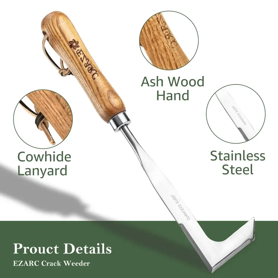 Ezarc L-Shape Hand Weeder Tool Removal For Garden In Stainless Steel Spatula Weeding Sickle