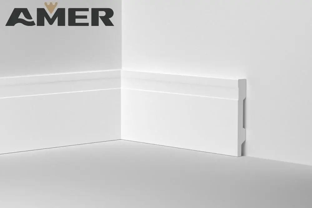 Amer Wooden Baseboard Skirting Moulding White Mouldings Door Frame Flat Door