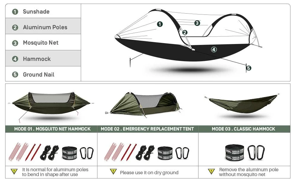 Best Seller Durable Hammock Stuff Adjustable Parachute Hammock Tarp Nylon Outdoor 3 in 1 Camping Hammocks