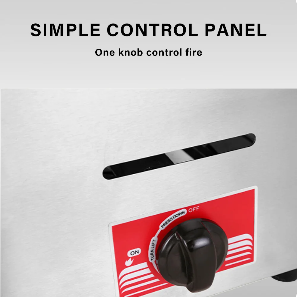 OT71 6L Single Tank Countertop Gas Deep Fryer with Drain,Solid Basket and Lid for Restaurant and Commercial Use