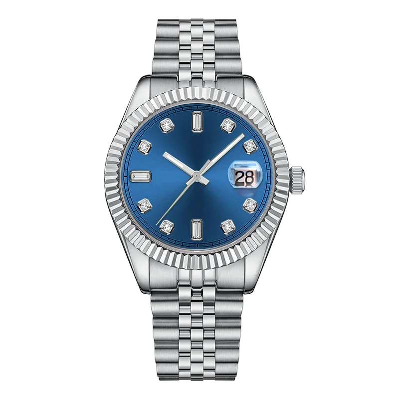 Luminous Water Proof Date Day Crystal Mens Automatic Self Wind Custom Watch Unique Relojes