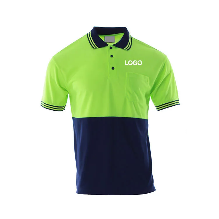 OEM Polyester Construction Work Shirt Short Sleeve Bird Eye High Visibility Quick Dry Breathable Polo Shirts Security Polo Shirt