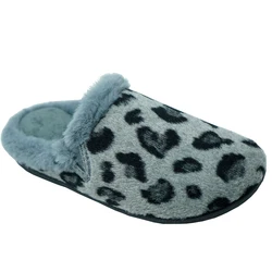 China Wholesale winter women leopard print Daily Life deep grey collar shoes thermal slippers