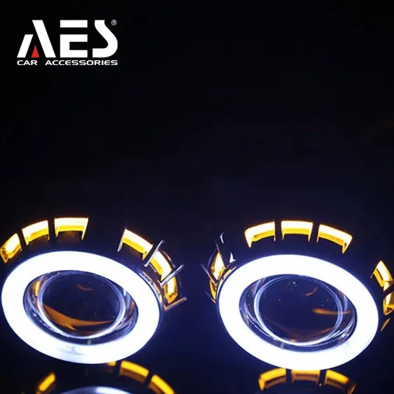 AES G1 COB dual angel eyes hid bi xenon projector lens kit including H1 bulbs for xenon car headlight