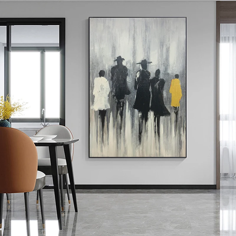 Hand painting Home decor abstract portrait figure viewed from behind oil painting on canvas