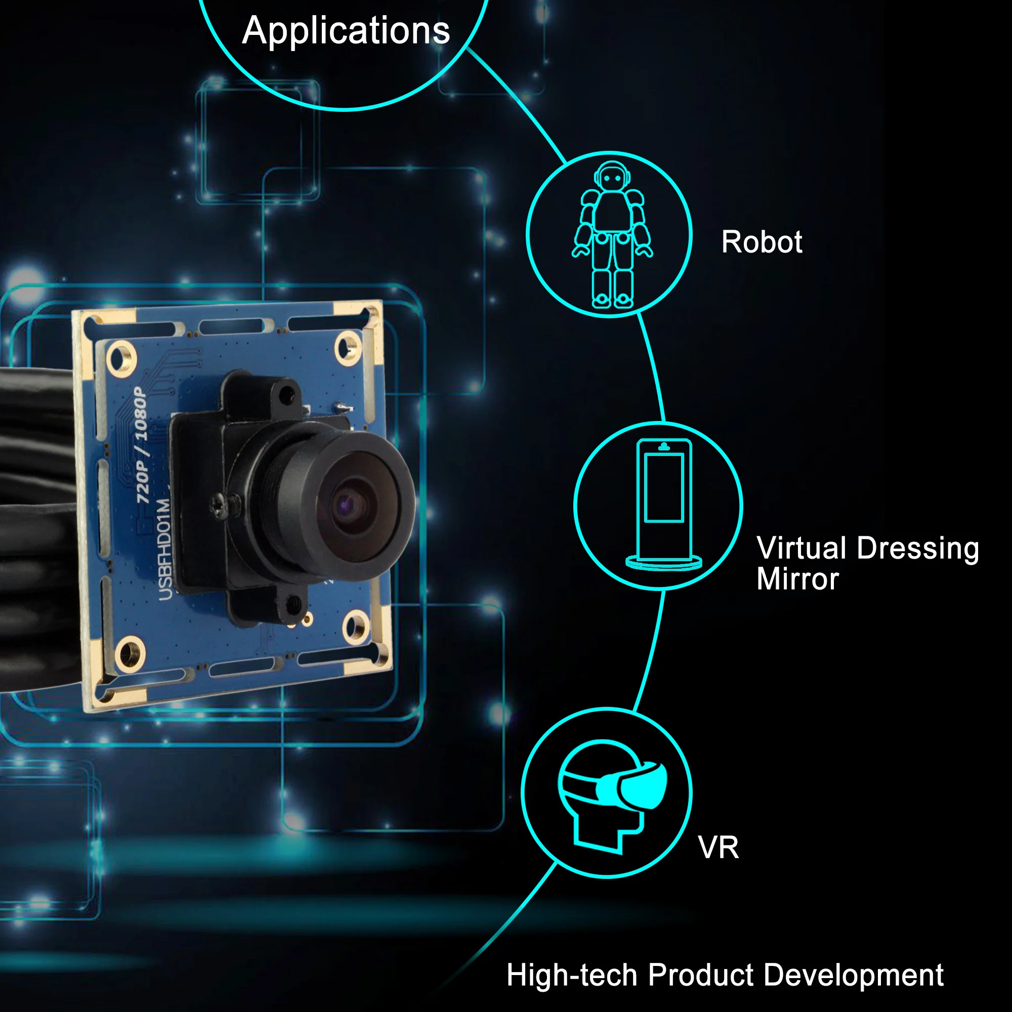 ELP 2MP 1080P USB Camera Module 100 Degree No Distortion Lens OV2710 Sensor USB2.0 Webcam Board