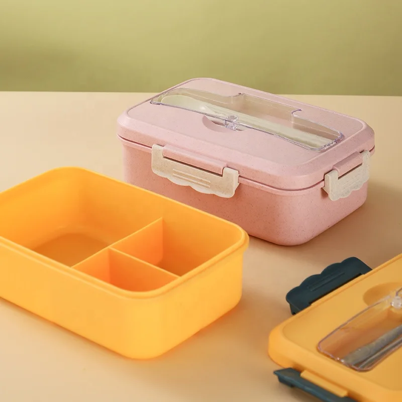 Wheat straw lunch box 1100ml Bento cutlery set Portable lunch & dinner sealed Fresh-keeping box Student insulated Fast food box