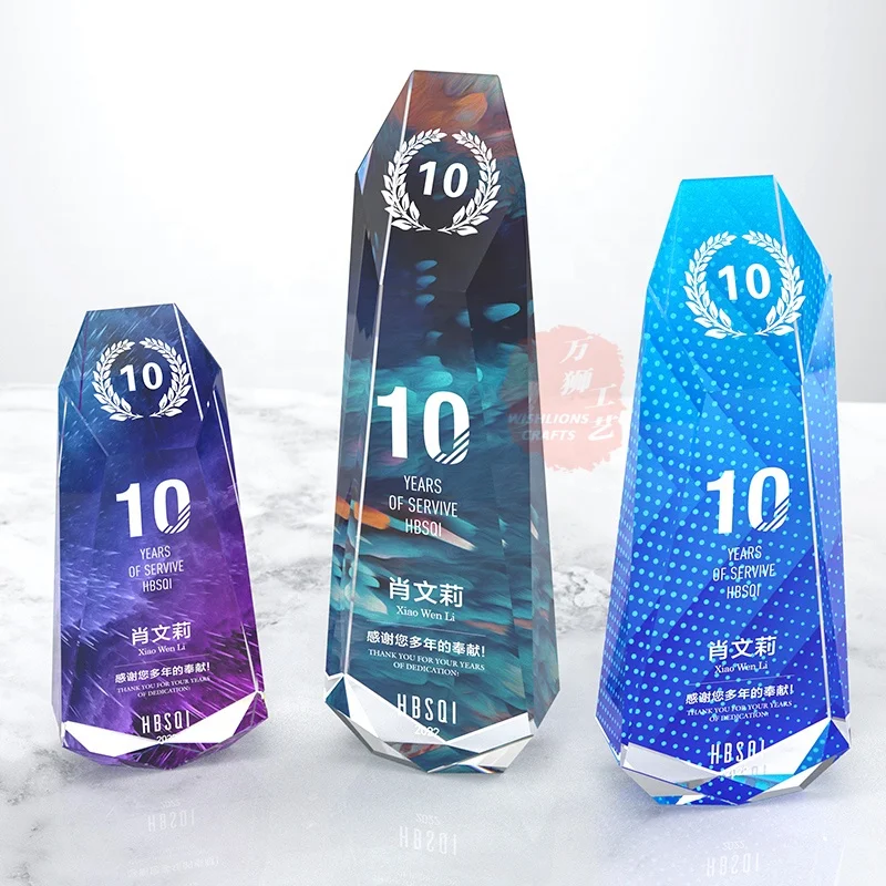 High Quality Color Printing Customise Crystal Trophy K9 Chrystal Glass Award For Souvenir Gift TPT-10