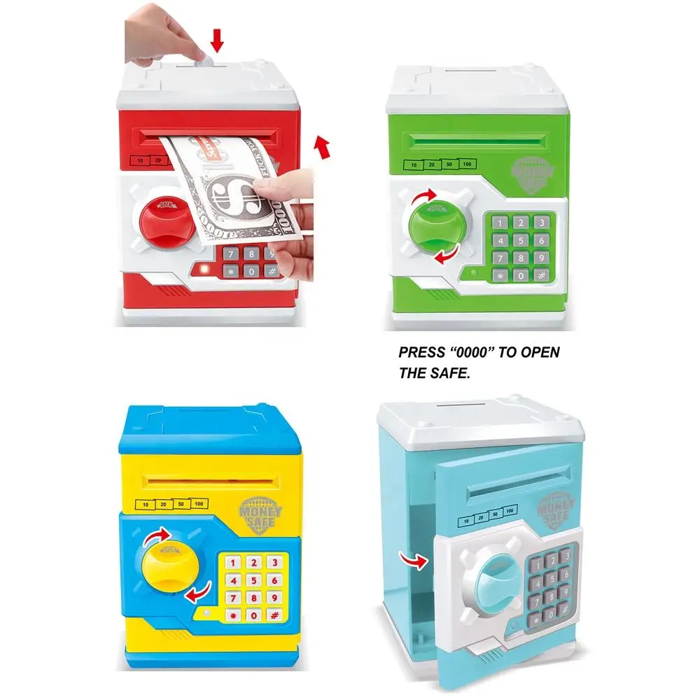 Wholesale Electric piggy bank Auto Scroll Paper Money Coin Code Lock toy electronic piggy bank atm password money box for kids