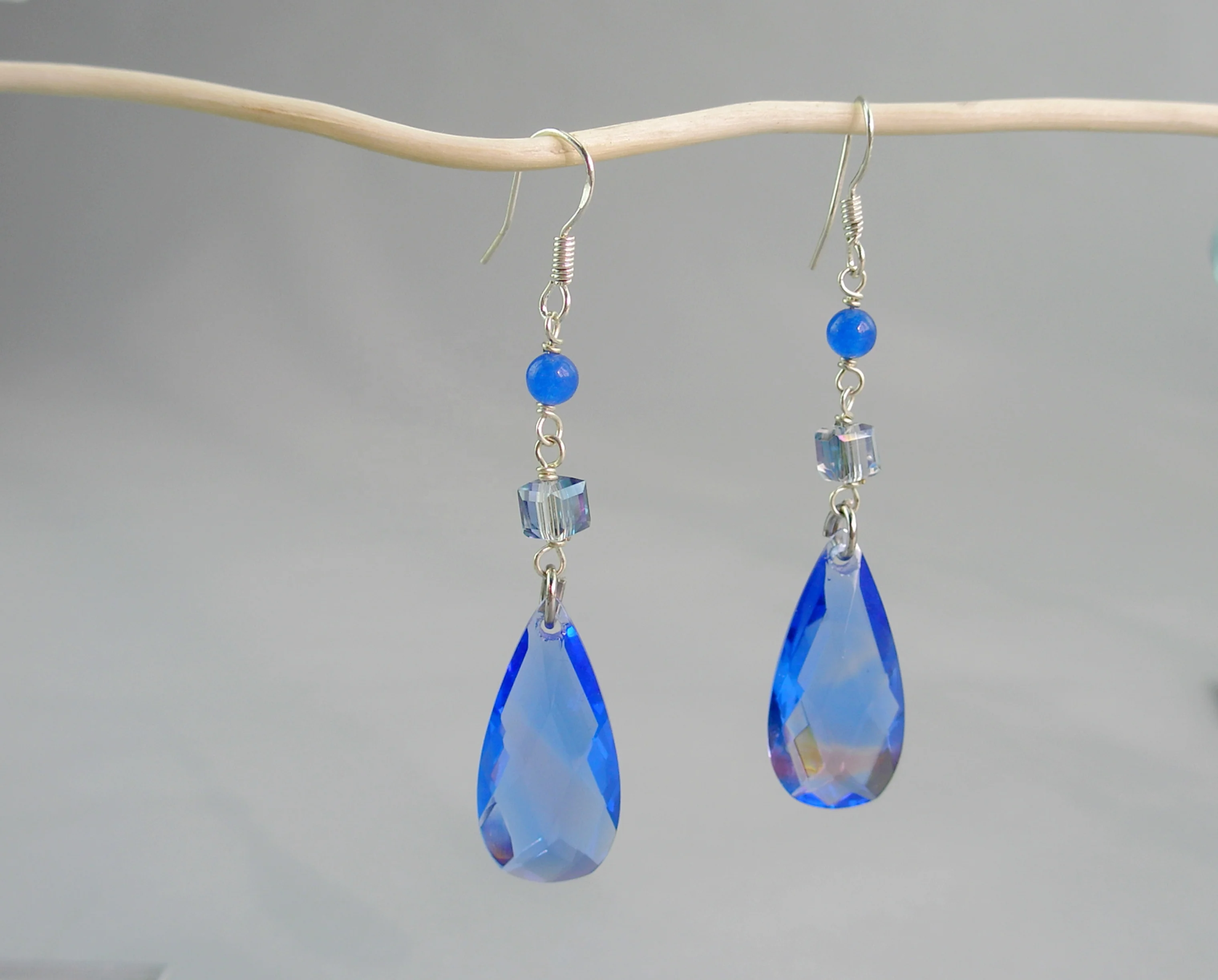 2023 Hot Sale  High Quality Crystal Jewelry Blue Earrings Daily Wearing Chain Pendant for Women